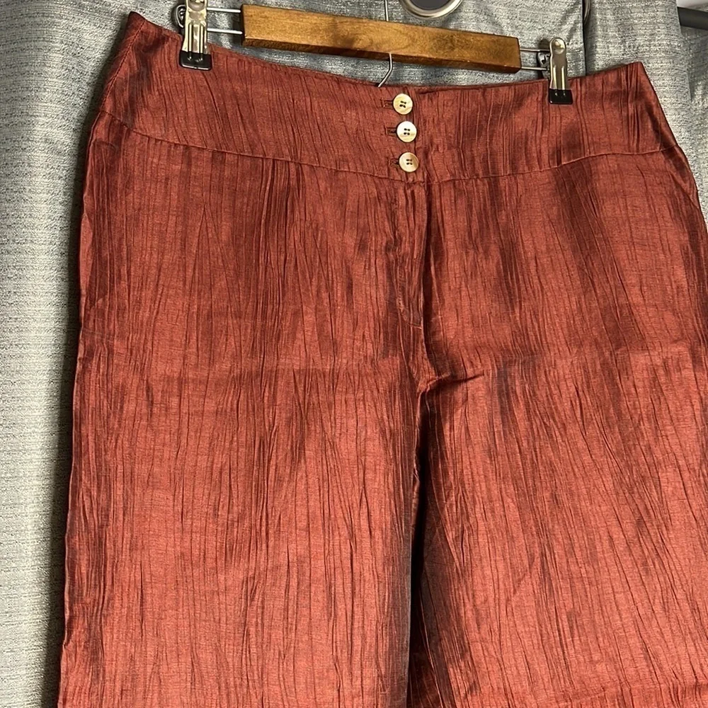 JONES NEW YORK COLLECTION SIZE 12 RUST LINEN WIDE PANTS NWT